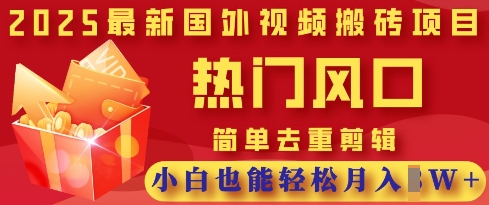2025最新视频搬砖项目,热门风口,简单去重剪辑,小白也能轻松月入过W-云创终点站