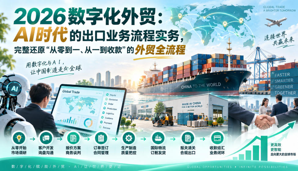 2026数字化外贸:AI时代的出口业务流程实务,完整还原”从零到一、从一到收款”的外贸全流程-云创终点站