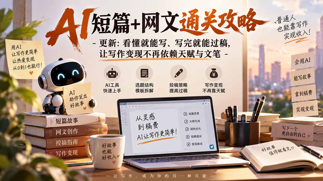 AI短篇+网文通关攻略-更新0921:看懂就能写、写完就能过稿,让写作变现不再依赖天赋与文笔-云创终点站